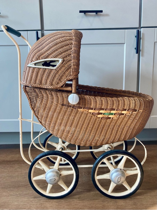 Vintage Other - Vintage Wicker Baby Doll Carriage Pram Stroller For Repair/Parts